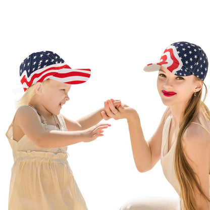 2PCS American Patriotic Day Printed Parent-child Baseball Cap Adjustable Baby Sun Hat Children's Hat Wholesale Childrens Hats