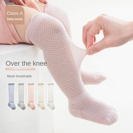 2PCS Baby stockings summer mesh children's anti-mosquito socks combed cotton candy color newborn over-the-knee socks Baby Wholesale Clothes