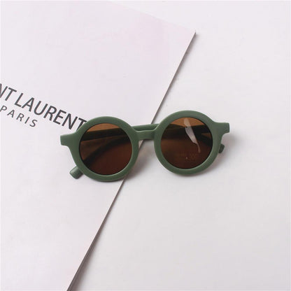 2PCS Children's Sunglasses Frosted Round Frame Baby Anti-UV Glasses Wholesale