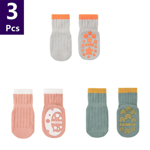 3 Pairs Anti Slip Baby Socks