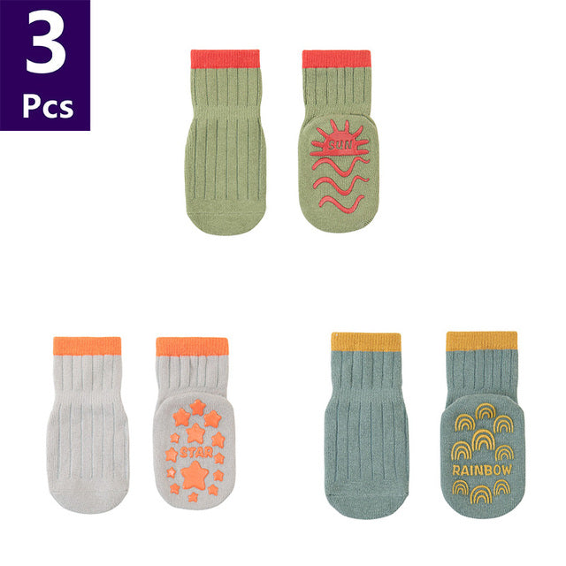 3 Pairs Anti Slip Baby Socks