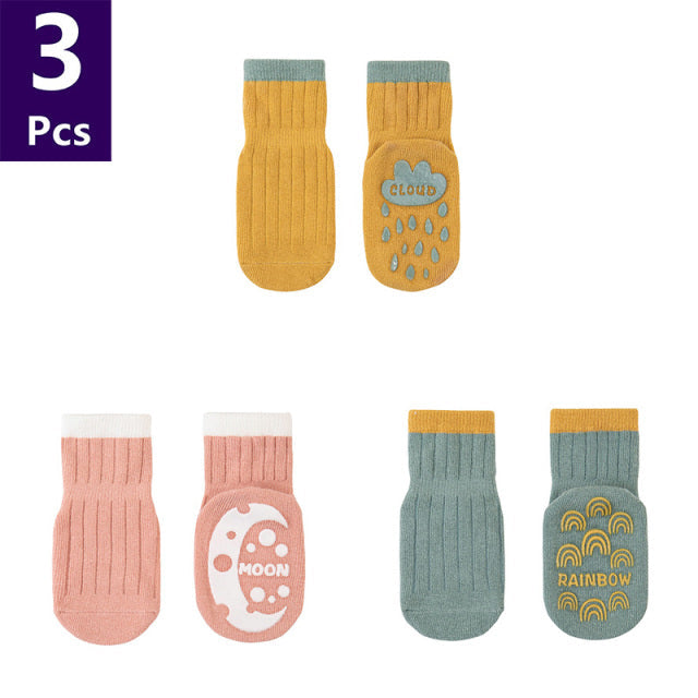 3 Pairs Anti Slip Baby Socks