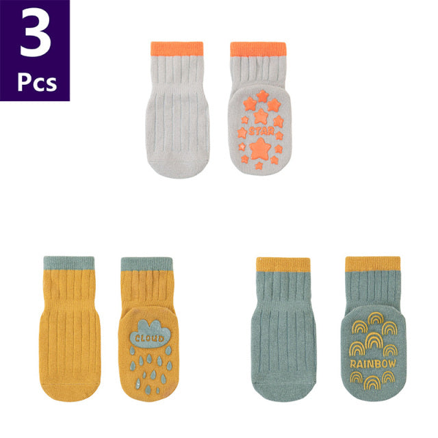 3 Pairs Anti Slip Baby Socks