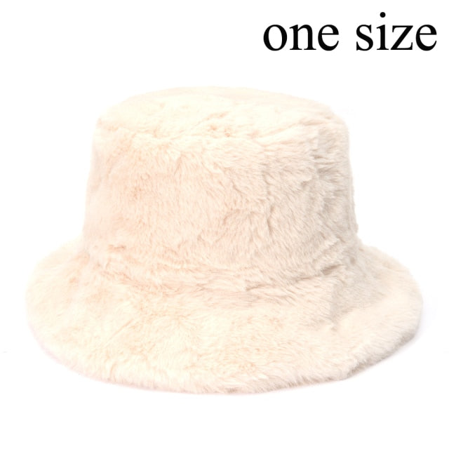 Winter Cow Leopard Faux Fur Fluffy Bucket Hats