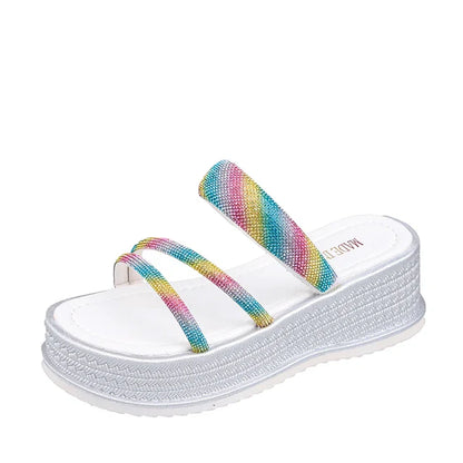 Women Rainbow Sparkle Wedges